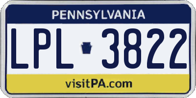 PA license plate LPL3822