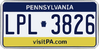 PA license plate LPL3826
