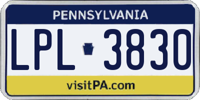 PA license plate LPL3830