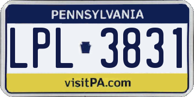 PA license plate LPL3831