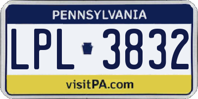 PA license plate LPL3832