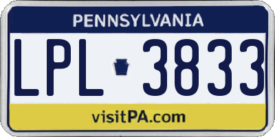 PA license plate LPL3833