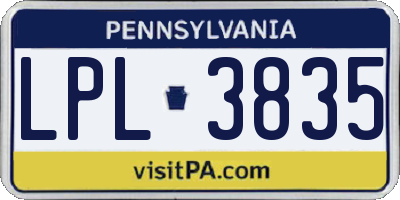 PA license plate LPL3835