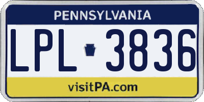 PA license plate LPL3836