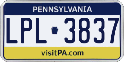 PA license plate LPL3837