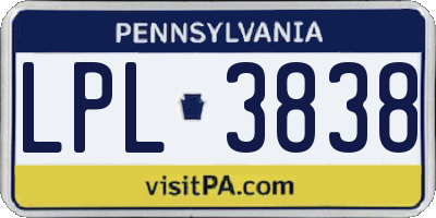 PA license plate LPL3838