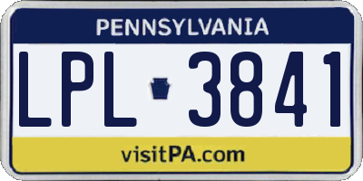 PA license plate LPL3841