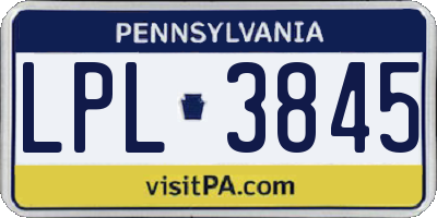 PA license plate LPL3845