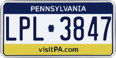 PA license plate LPL3847