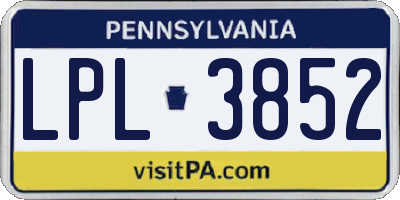 PA license plate LPL3852