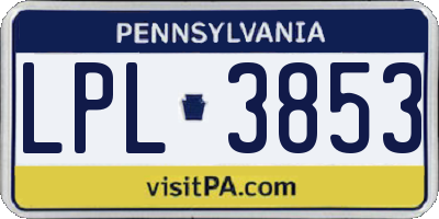 PA license plate LPL3853