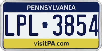 PA license plate LPL3854