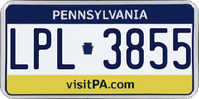 PA license plate LPL3855
