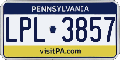 PA license plate LPL3857