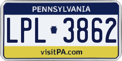 PA license plate LPL3862