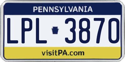 PA license plate LPL3870
