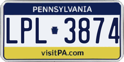 PA license plate LPL3874