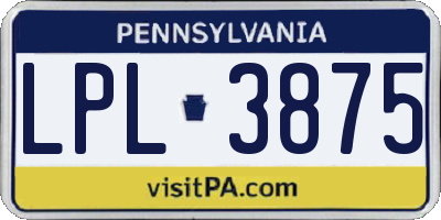 PA license plate LPL3875
