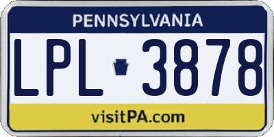 PA license plate LPL3878