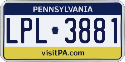 PA license plate LPL3881