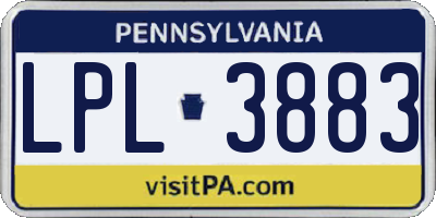 PA license plate LPL3883