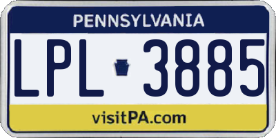 PA license plate LPL3885