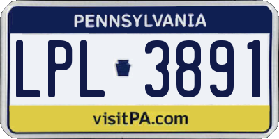 PA license plate LPL3891