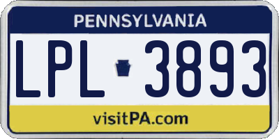 PA license plate LPL3893