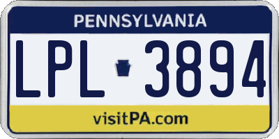 PA license plate LPL3894