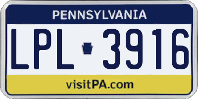 PA license plate LPL3916