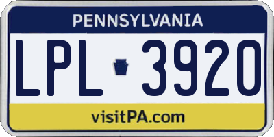 PA license plate LPL3920