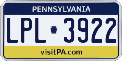 PA license plate LPL3922