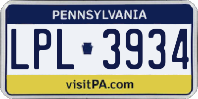 PA license plate LPL3934