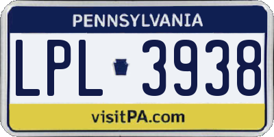 PA license plate LPL3938