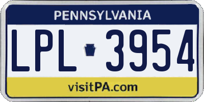 PA license plate LPL3954