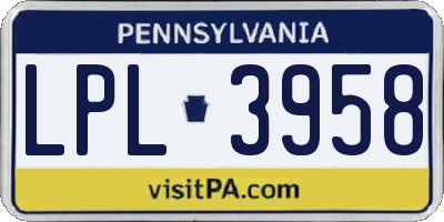PA license plate LPL3958