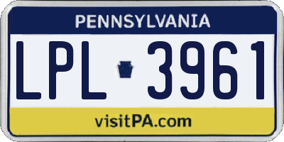 PA license plate LPL3961