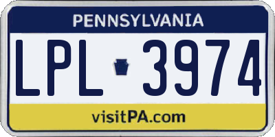 PA license plate LPL3974