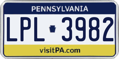 PA license plate LPL3982