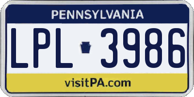 PA license plate LPL3986