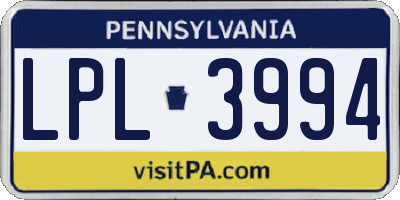 PA license plate LPL3994