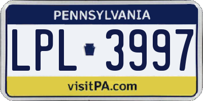 PA license plate LPL3997