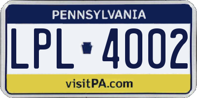 PA license plate LPL4002