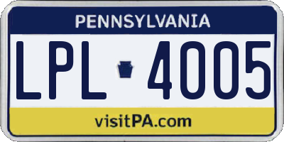 PA license plate LPL4005