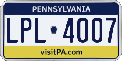 PA license plate LPL4007