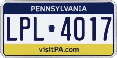 PA license plate LPL4017