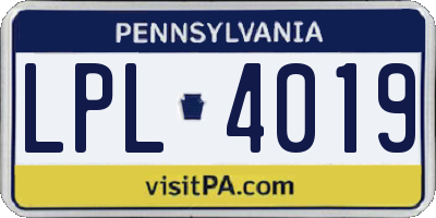 PA license plate LPL4019
