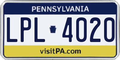PA license plate LPL4020