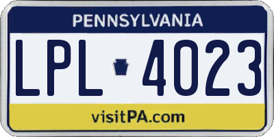 PA license plate LPL4023