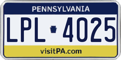 PA license plate LPL4025